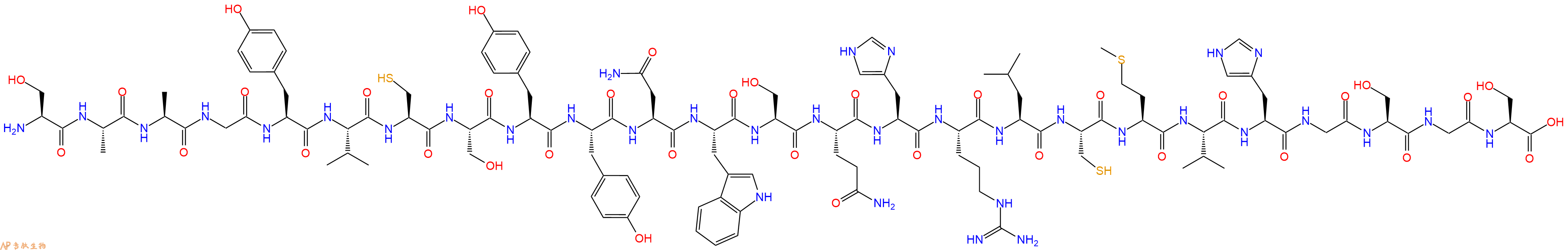 专肽生物产品H2N-Ser-Ala-Ala-Gly-Tyr-Val-Cys-Ser-Tyr-Tyr-Asn-Trp-Ser-Gln-His-Arg-Leu-Cys-Met-Val-His-Gly-Ser-Gly-Ser-COOH