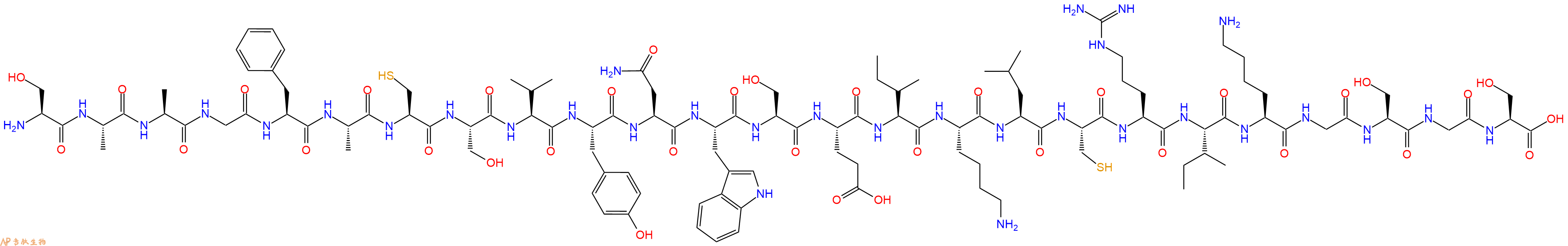 专肽生物产品H2N-Ser-Ala-Ala-Gly-Phe-Ala-Cys-Ser-Val-Tyr-Asn-Trp-Ser-Glu-Ile-Lys-Leu-Cys-Arg-Ile-Lys-Gly-Ser-Gly-Ser-COOH