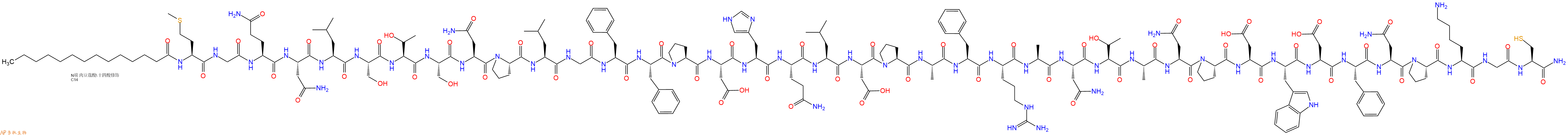 专肽生物产品Myristicacid-Met-Gly-Gln-Asn-Leu-Ser-Thr-Ser-Asn-Pro-Leu-Gly-Phe-Phe-Pro-Asp-His-Gln-Leu-Asp-Pro-Ala-Phe-Arg-Ala-Asn-Thr-Ala-Asn-Pro-Asp-Trp-Asp-Phe-Asn-Pro-Lys-Gly-Cys-NH2