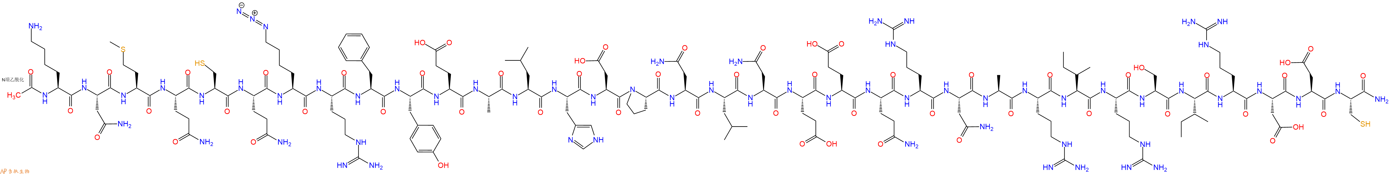 专肽生物产品Ac-Lys-Asn-Met-Gln-Cys-Gln-Lys(N3)-Arg-Phe-Tyr-Glu-Ala-Leu-His-Asp-Pro-Asn-Leu-Asn-Glu-Glu-Gln-Arg-Asn-Ala-Arg-Ile-Arg-Ser-Ile-Arg-Asp-Asp-Cys-NH2