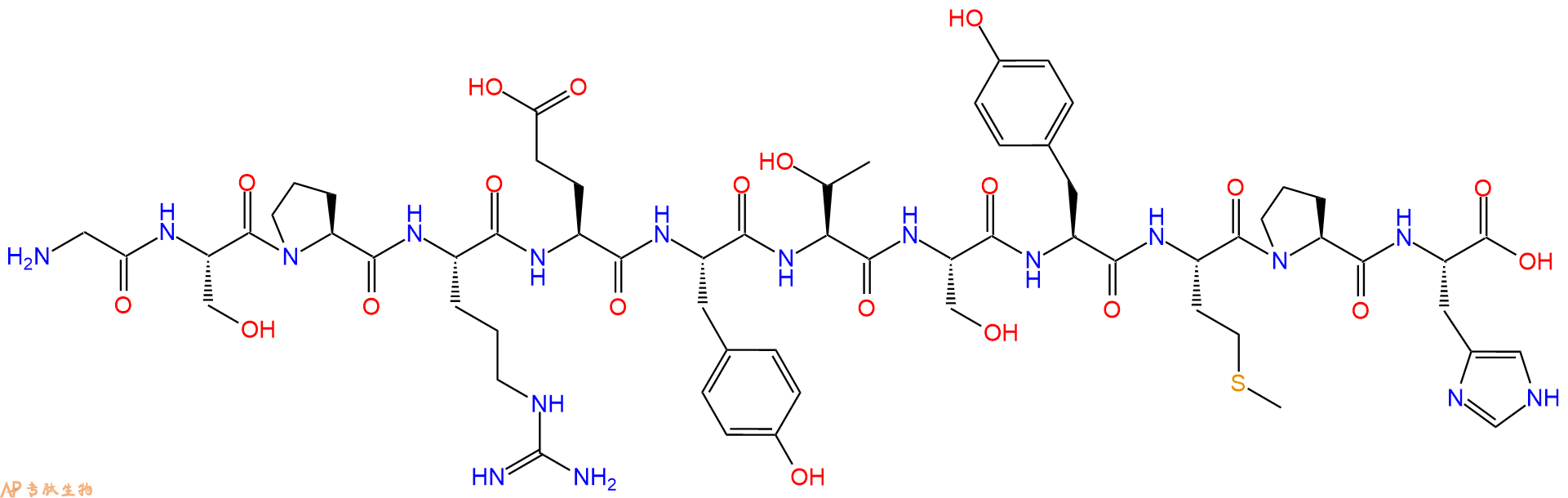 专肽生物产品H2N-Gly-Ser-Pro-Arg-Glu-Tyr-Thr-Ser-Tyr-Met-Pro-His-COOH