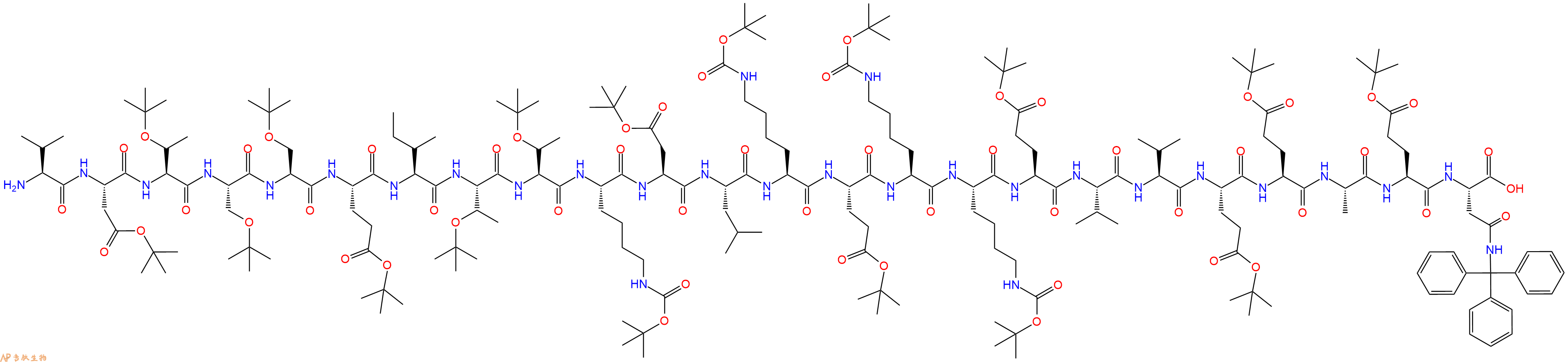 专肽生物产品H2N-Val-Asp(OtBu)-Thr(tBu)-Ser(tBu)-Ser(tBu)-Glu(OtBu)-Ile-Thr(tBu)-Thr(tBu)-Lys(Boc)-Asp(OtBu)-Leu-Lys(Boc)-Glu(OtBu)-Lys(Boc)-Lys(Boc)-Glu(OtBu)-Val-Val-Glu(OtBu)-Glu(OtBu)-Ala-Glu(OtBu)-Asn(Trt)-COOH