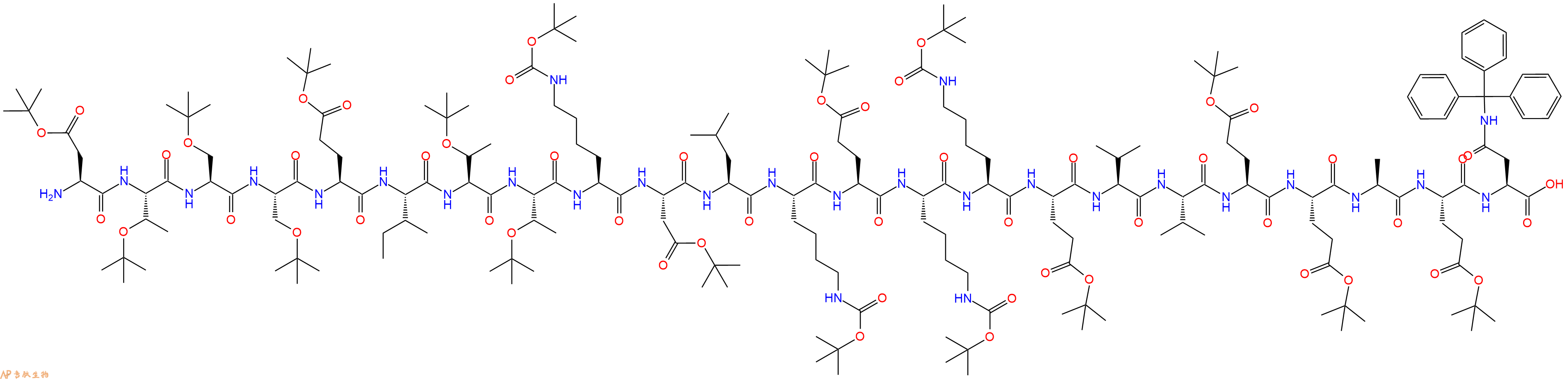 专肽生物产品H2N-Asp(OtBu)-Thr(tBu)-Ser(tBu)-Ser(tBu)-Glu(OtBu)-Ile-Thr(tBu)-Thr(tBu)-Lys(Boc)-Asp(OtBu)-Leu-Lys(Boc)-Glu(OtBu)-Lys(Boc)-Lys(Boc)-Glu(OtBu)-Val-Val-Glu(OtBu)-Glu(OtBu)-Ala-Glu(OtBu)-Asn(Trt)-COOH