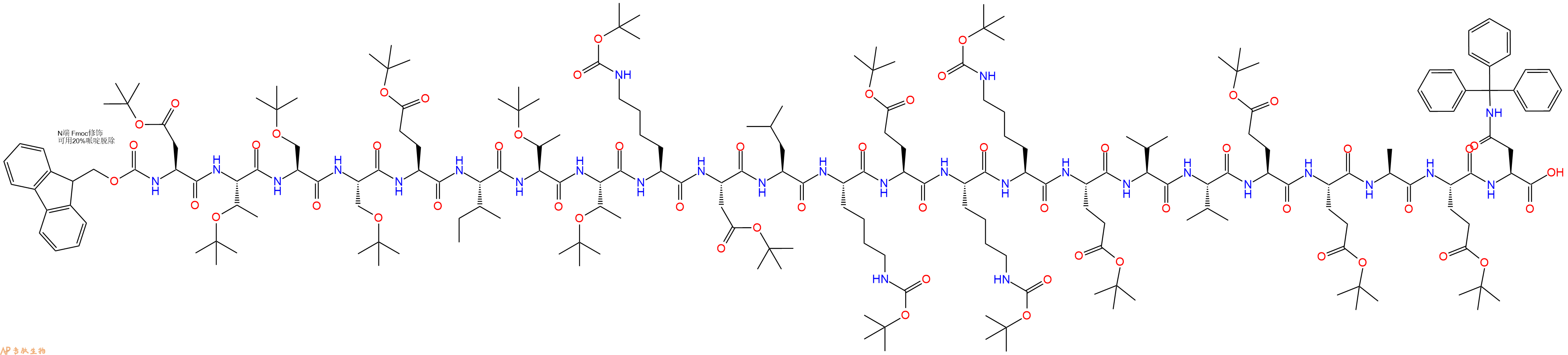 专肽生物产品Fmoc-Asp(OtBu)-Thr(tBu)-Ser(tBu)-Ser(tBu)-Glu(OtBu)-Ile-Thr(tBu)-Thr(tBu)-Lys(Boc)-Asp(OtBu)-Leu-Lys(Boc)-Glu(OtBu)-Lys(Boc)-Lys(Boc)-Glu(OtBu)-Val-Val-Glu(OtBu)-Glu(OtBu)-Ala-Glu(OtBu)-Asn(Trt)-COOH