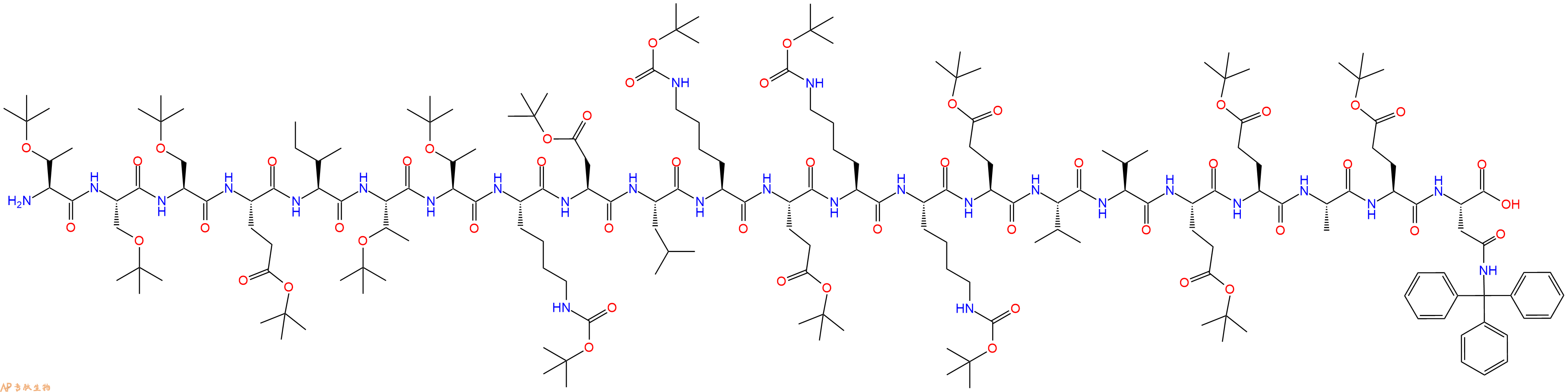 专肽生物产品H2N-Thr(tBu)-Ser(tBu)-Ser(tBu)-Glu(OtBu)-Ile-Thr(tBu)-Thr(tBu)-Lys(Boc)-Asp(OtBu)-Leu-Lys(Boc)-Glu(OtBu)-Lys(Boc)-Lys(Boc)-Glu(OtBu)-Val-Val-Glu(OtBu)-Glu(OtBu)-Ala-Glu(OtBu)-Asn(Trt)-COOH