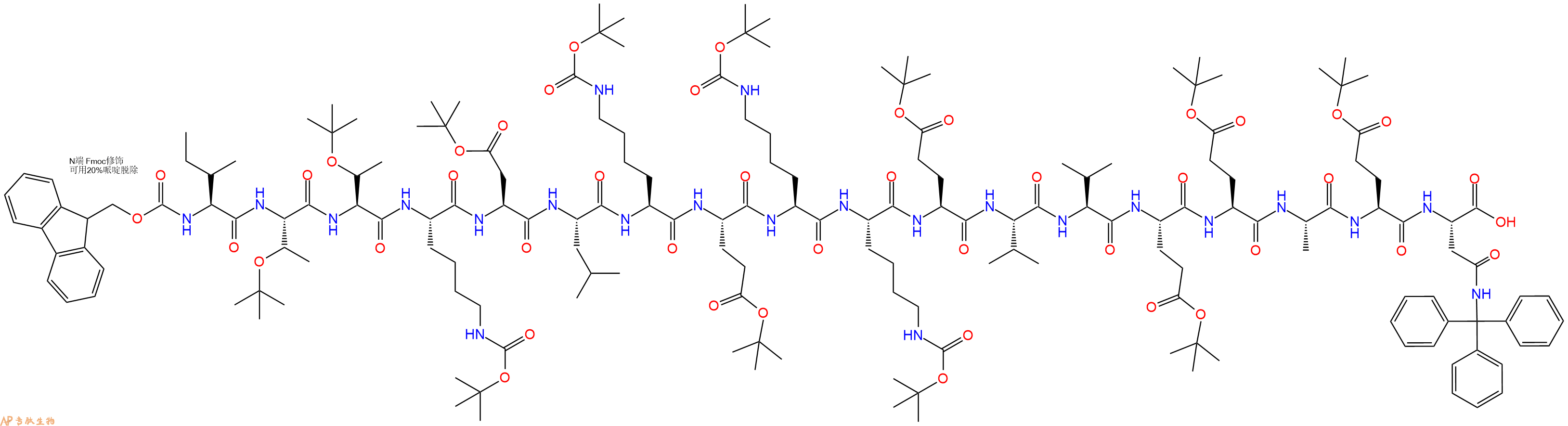 专肽生物产品Fmoc-Ile-Thr(tBu)-Thr(tBu)-Lys(Boc)-Asp(OtBu)-Leu-Lys(Boc)-Glu(OtBu)-Lys(Boc)-Lys(Boc)-Glu(OtBu)-Val-Val-Glu(OtBu)-Glu(OtBu)-Ala-Glu(OtBu)-Asn(Trt)-COOH