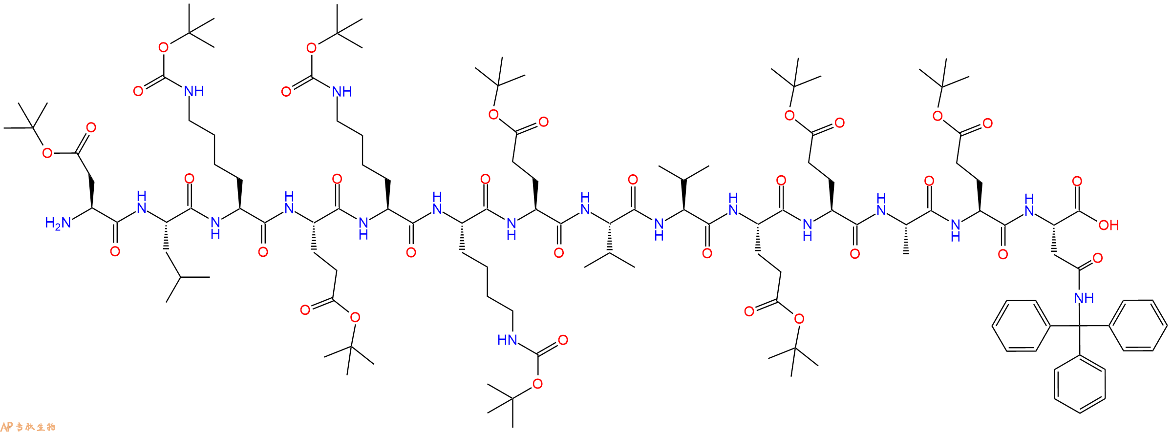 专肽生物产品H2N-Asp(OtBu)-Leu-Lys(Boc)-Glu(OtBu)-Lys(Boc)-Lys(Boc)-Glu(OtBu)-Val-Val-Glu(OtBu)-Glu(OtBu)-Ala-Glu(OtBu)-Asn(Trt)-COOH