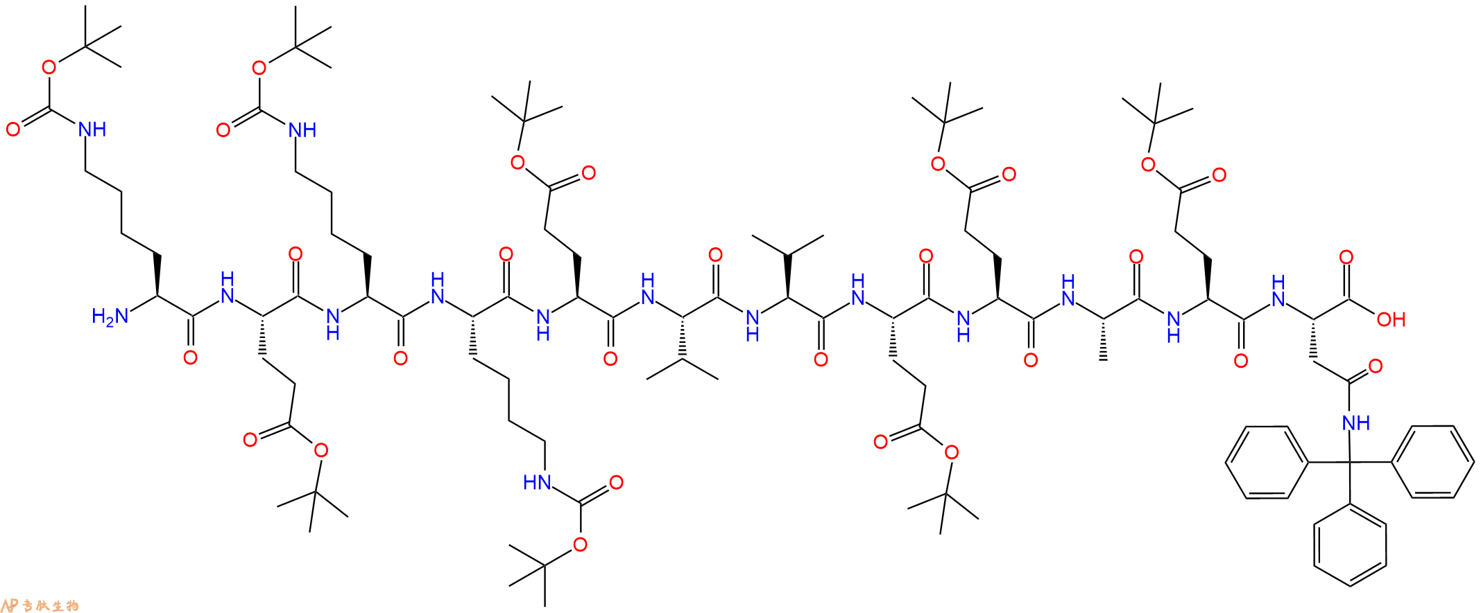 专肽生物产品H2N-Lys(Boc)-Glu(OtBu)-Lys(Boc)-Lys(Boc)-Glu(OtBu)-Val-Val-Glu(OtBu)-Glu(OtBu)-Ala-Glu(OtBu)-Asn(Trt)-COOH