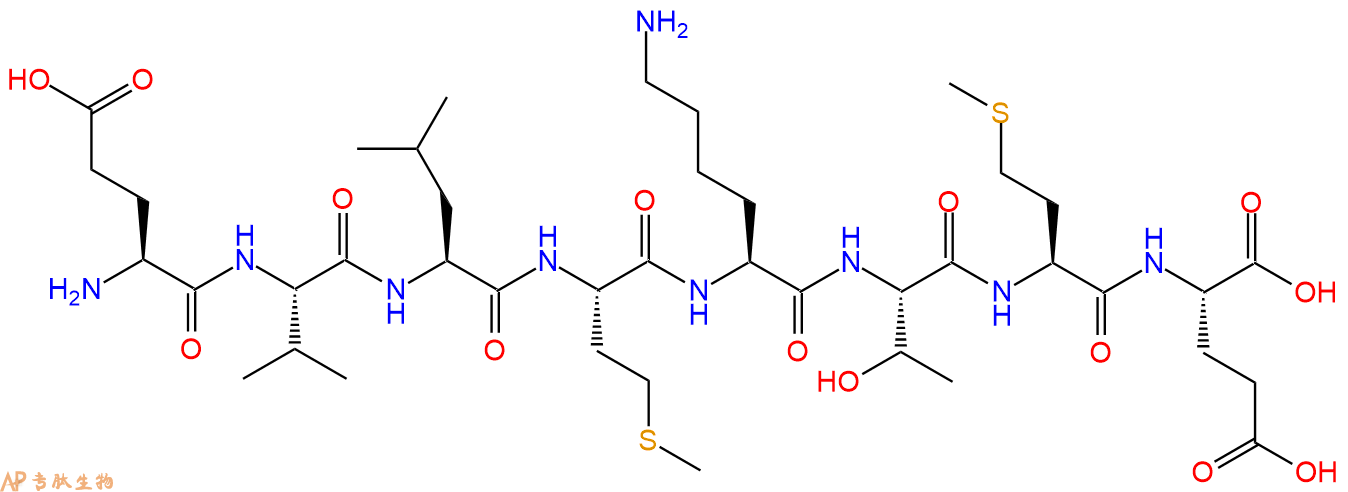 专肽生物产品H2N-Glu-Val-Leu-Met-Lys-Thr-Met-Glu-COOH
