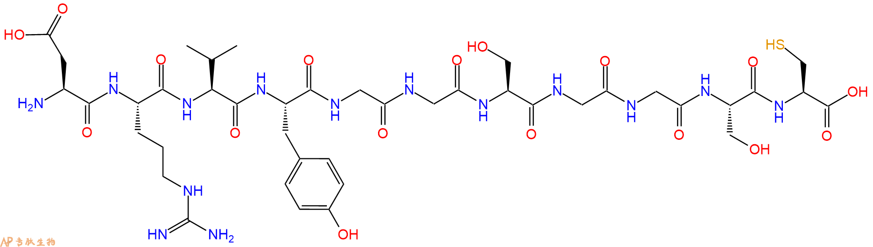 专肽生物产品H2N-Asp-Arg-Val-Tyr-Gly-Gly-Ser-Gly-Gly-Ser-Cys-COOH