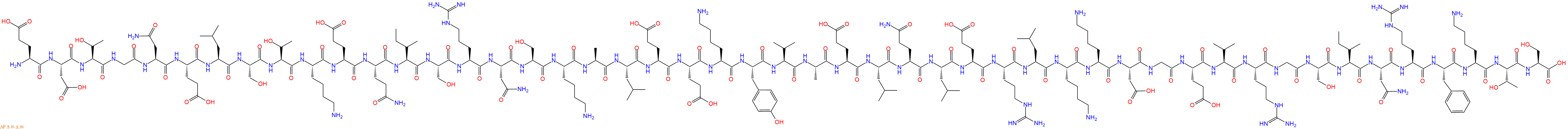 专肽生物产品H2N-Glu-Asp-Thr-Gly-Asn-Glu-Leu-Ser-Thr-Lys-Glu-Gln-Ile-Ser-Arg-Asn-Ser-Lys-Ala-Leu-Glu-Glu-Lys-Tyr-Val-Ala-Glu-Leu-Gln-Leu-Glu-Arg-Leu-Lys-Lys-Asp-Gly-Glu-Val-Arg-Gly-Ser-Ile-Asn-Arg-Phe-Lys-Thr-Ser-COOH
