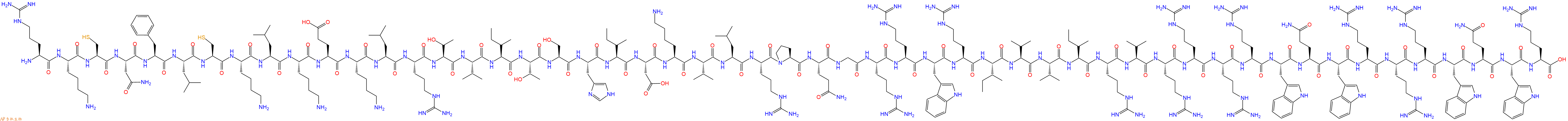 专肽生物产品H2N-Arg-Lys-Cys-Asn-Phe-Leu-Cys-Lys-Leu-Lys-Glu-Lys-Leu-Arg-Thr-Val-Ile-Thr-Ser-His-Ile-Asp-Lys-Val-Leu-Arg-Pro-Gln-Gly-Arg-Arg-Trp-Arg-Ile-Val-Val-Ile-Arg-Val-Arg-Arg-Arg-Arg-Trp-Gln-Trp-Arg-Arg-Arg-Trp-Gln-Trp-Arg-COOH