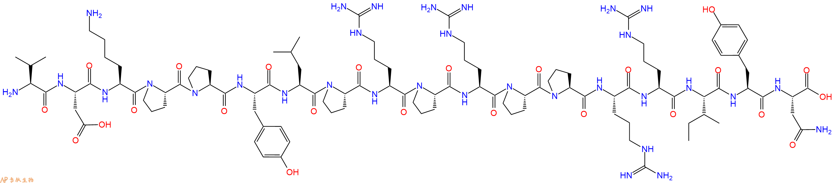 专肽生物产品H2N-Val-Asp-Lys-Pro-Pro-Tyr-Leu-Pro-Arg-Pro-Arg-Pro-Pro-Arg-Arg-Ile-Tyr-Asn-COOH