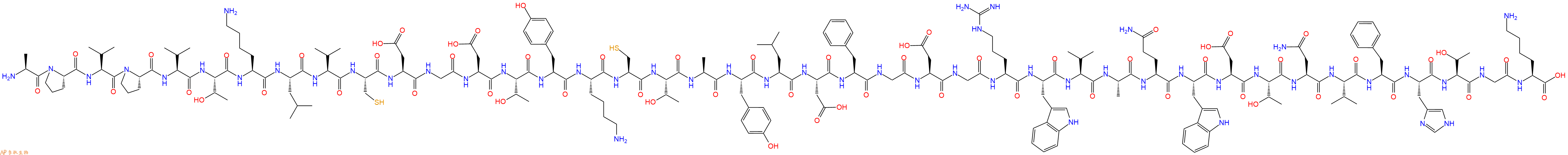 专肽生物产品H2N-Ala-Pro-Val-Pro-Val-Thr-Lys-Leu-Val-Cys-Asp-Gly-Asp-Thr-Tyr-Lys-Cys-Thr-Ala-Tyr-Leu-Asp-Phe-Gly-Asp-Gly-Arg-Trp-Val-Ala-Gln-Trp-Asp-Thr-Asn-Val-Phe-His-Thr-Gly-Lys-COOH