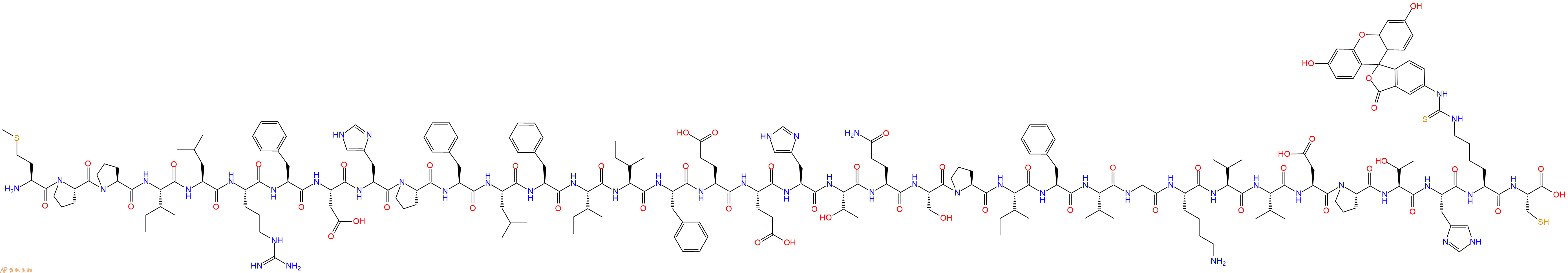 专肽生物产品H2N-Met-Pro-Pro-Ile-Leu-Arg-Phe-Asp-His-Pro-Phe-Leu-Phe-Ile-Ile-Phe-Glu-Glu-His-Thr-Gln-Ser-Pro-Ile-Phe-Val-Gly-Lys-Val-Val-Asp-Pro-Thr-His-Lys(Fitc)-Cys-COOH