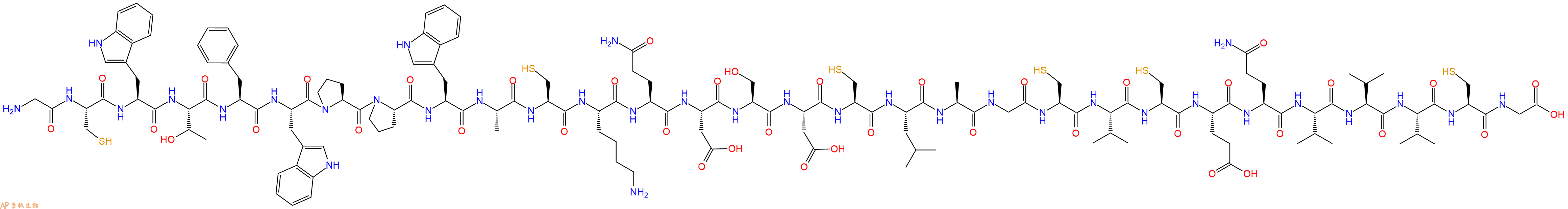 专肽生物产品H2N-Gly-Cys-Trp-Thr-Phe-Trp-Pro-Pro-Trp-Ala-Cys-Lys-Gln-Asp-Ser-Asp-Cys-Leu-Ala-Gly-Cys-Val-Cys-Glu-Gln-Val-Val-Val-Cys-Gly-COOH