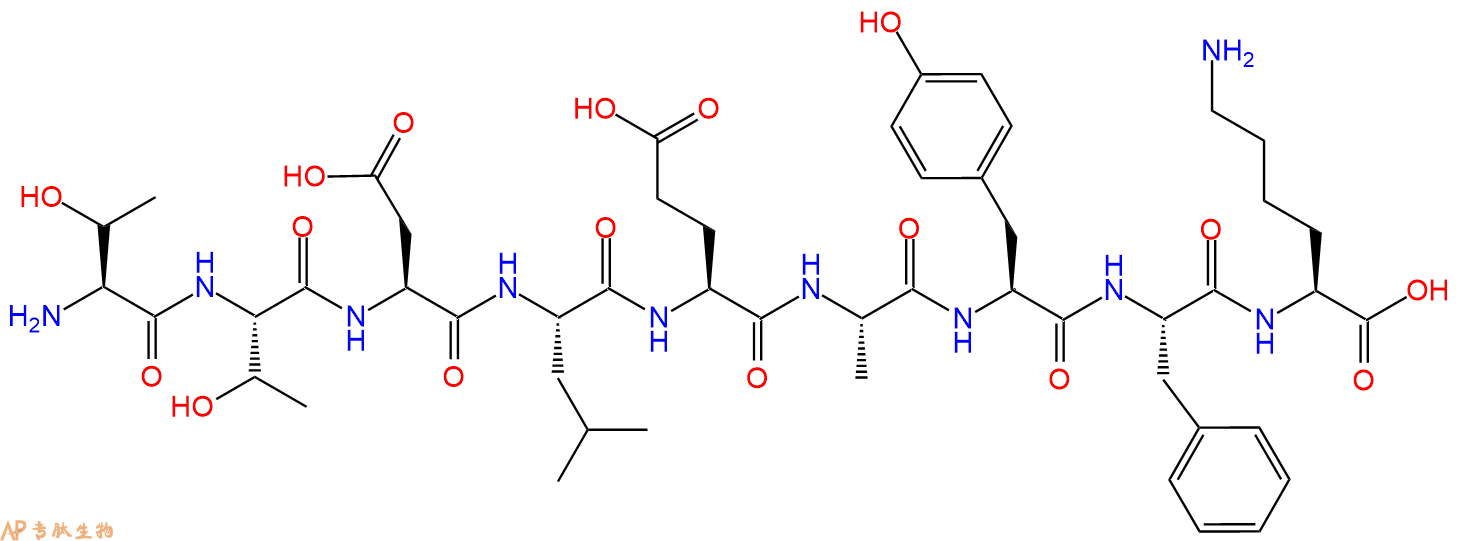 专肽生物产品H2N-Thr-Thr-Asp-Leu-Glu-Ala-Tyr-Phe-Lys-COOH