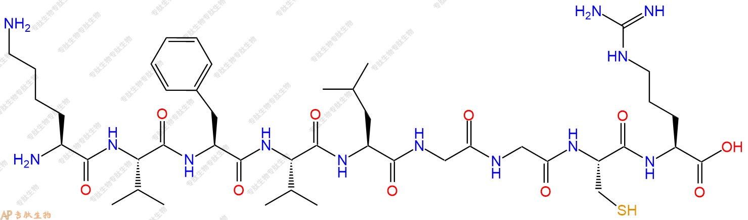 专肽生物产品H2N-Lys-Val-Phe-Val-Leu-Gly-Gly-Cys-Arg-COOH