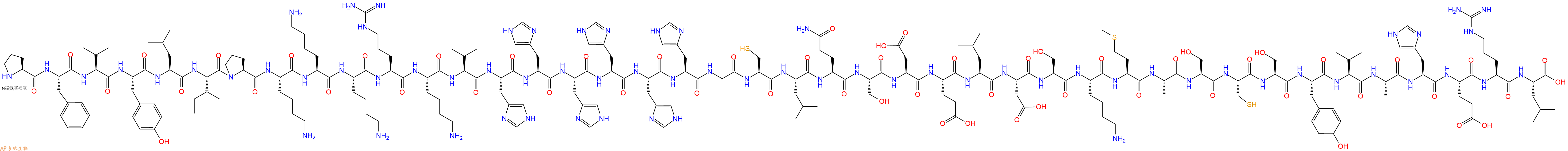 专肽生物产品H2N-Pro-Phe-Val-Tyr-Leu-Ile-Pro-Lys-Lys-Lys-Arg-Lys-Val-His-His-His-His-His-His-Gly-Cys-Leu-Gln-Ser-Asp-Glu-Leu-Asp-Ser-Lys-Met-Ala-Ser-Cys-Ser-Tyr-Val-Ala-His-Glu-Arg-Leu-COOH