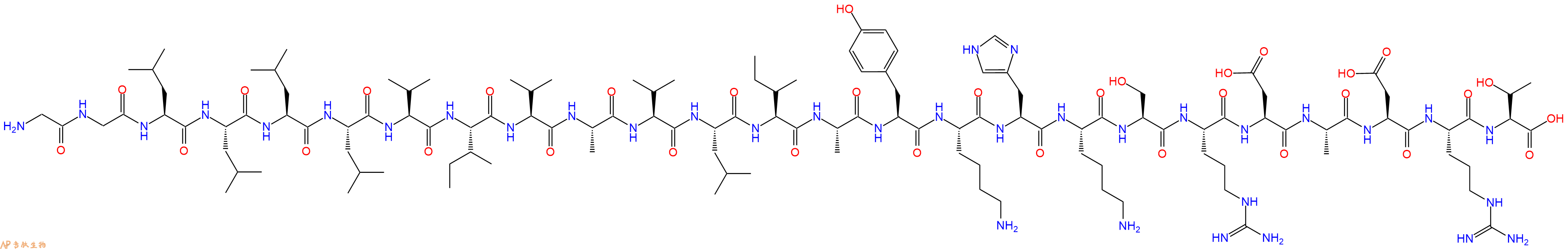 专肽生物产品H2N-Gly-Gly-Leu-Leu-Leu-Leu-Val-Ile-Val-Ala-Val-Leu-Ile-Ala-Tyr-Lys-His-Lys-Ser-Arg-Asp-Ala-Asp-Arg-Thr-COOH