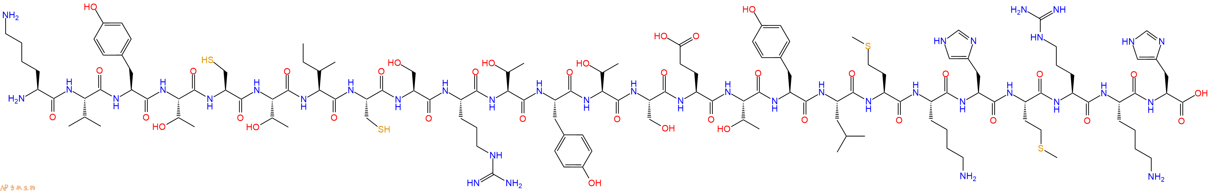 专肽生物产品H2N-Lys-Val-Tyr-Thr-Cys-Thr-Ile-Cys-Ser-Arg-Thr-Tyr-Thr-Ser-Glu-Thr-Tyr-Leu-Met-Lys-His-Met-Arg-Lys-His-COOH