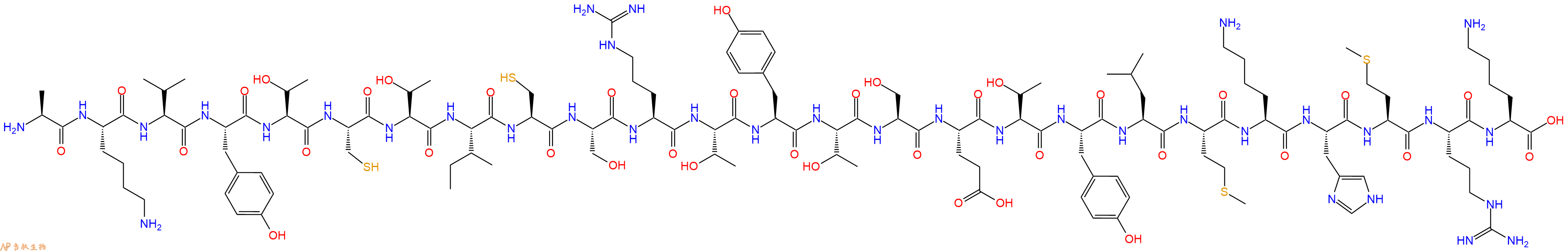 专肽生物产品H2N-Ala-Lys-Val-Tyr-Thr-Cys-Thr-Ile-Cys-Ser-Arg-Thr-Tyr-Thr-Ser-Glu-Thr-Tyr-Leu-Met-Lys-His-Met-Arg-Lys-COOH