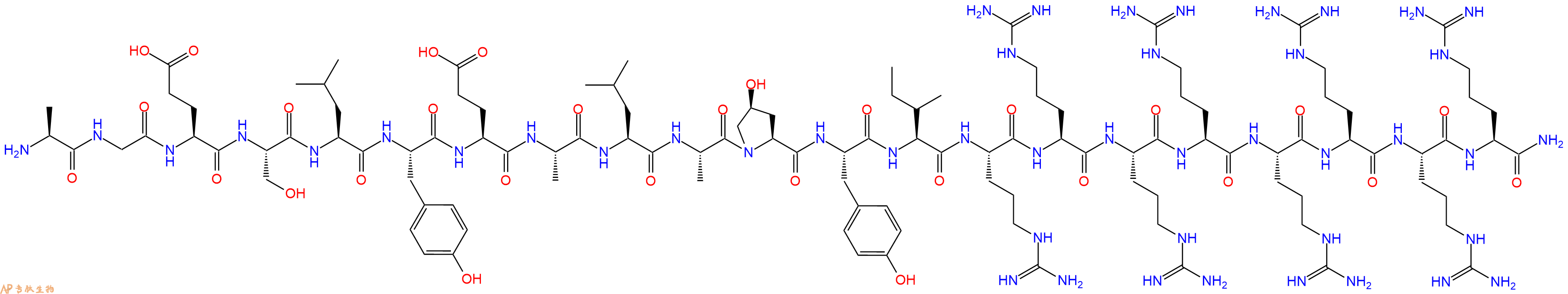 专肽生物产品H2N-Ala-Gly-Glu-Ser-Leu-Tyr-Glu-Ala-Leu-Ala-Hyp-Tyr-Ile-Arg-Arg-Arg-Arg-Arg-Arg-Arg-Arg-NH2