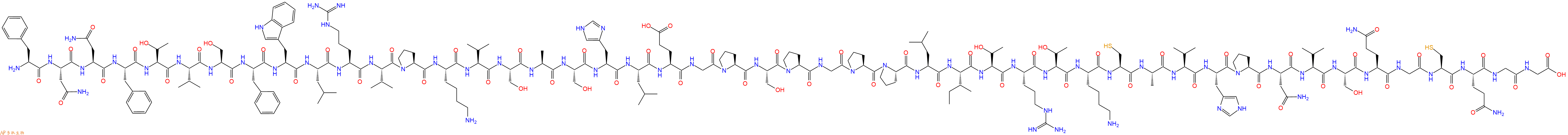 专肽生物产品H2N-Phe-Asn-Asn-Phe-Thr-Val-Ser-Phe-Trp-Leu-Arg-Val-Pro-Lys-Val-Ser-Ala-Ser-His-Leu-Glu-Gly-Pro-Ser-Pro-Gly-Pro-Pro-Leu-Ile-Thr-Arg-Thr-Lys-Cys-Ala-Val-His-Pro-Asn-Val-Ser-Gln-Gly-Cys-Gln-Gly-Gly-COOH