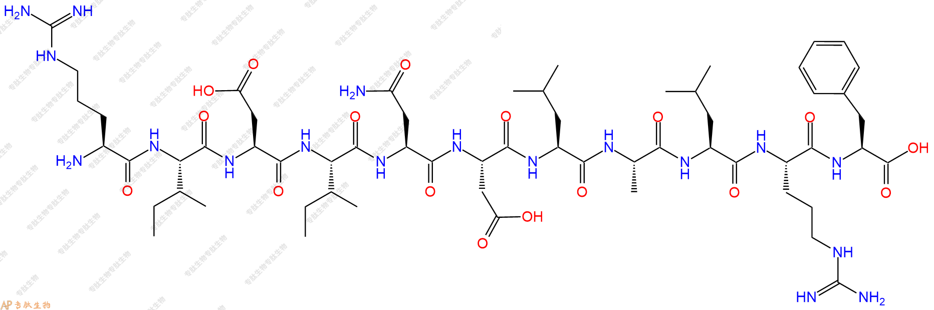 专肽生物产品H2N-Arg-Ile-Asp-Ile-Asn-Asp-Leu-Ala-Leu-Arg-Phe-COOH