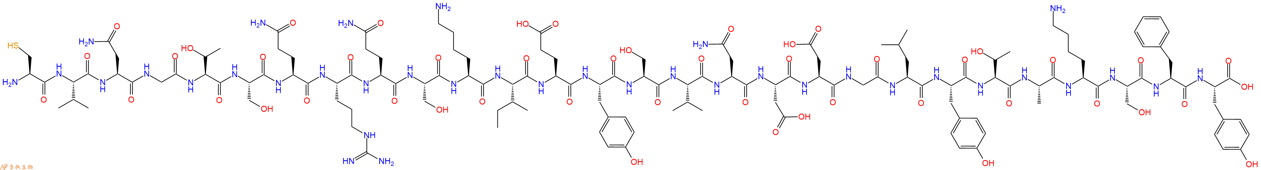 专肽生物产品H2N-Cys-Val-Asn-Gly-Thr-Ser-Gln-Arg-Gln-Ser-Lys-Ile-Glu-Tyr-Ser-Val-Asn-Asp-Asp-Gly-Leu-Tyr-Thr-Ala-Lys-Ser-Phe-Tyr-COOH