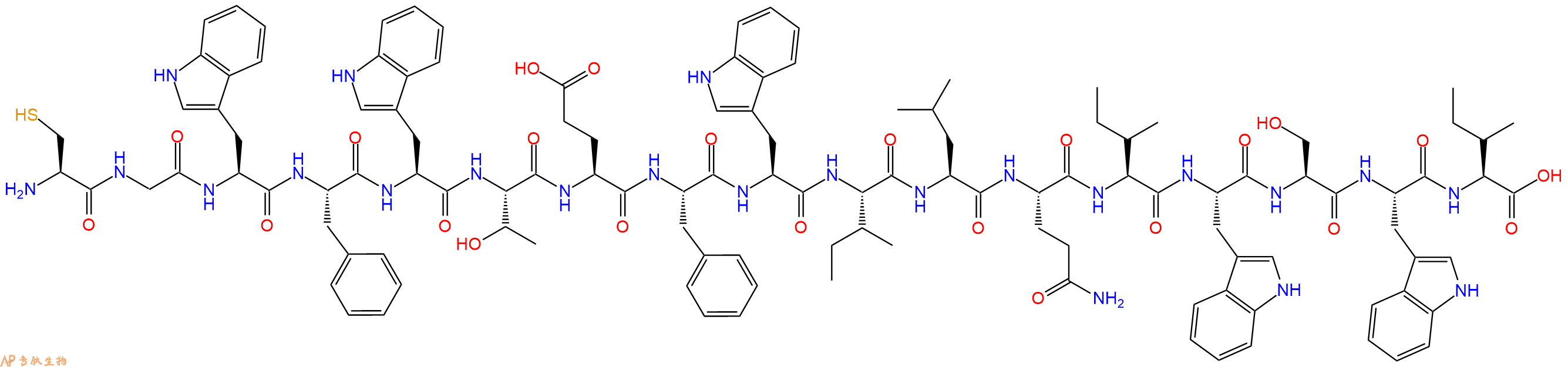 专肽生物产品H2N-Cys-Gly-Trp-Phe-Trp-Thr-Glu-Phe-Trp-Ile-Leu-Gln-Ile-Trp-Ser-Trp-Ile-COOH