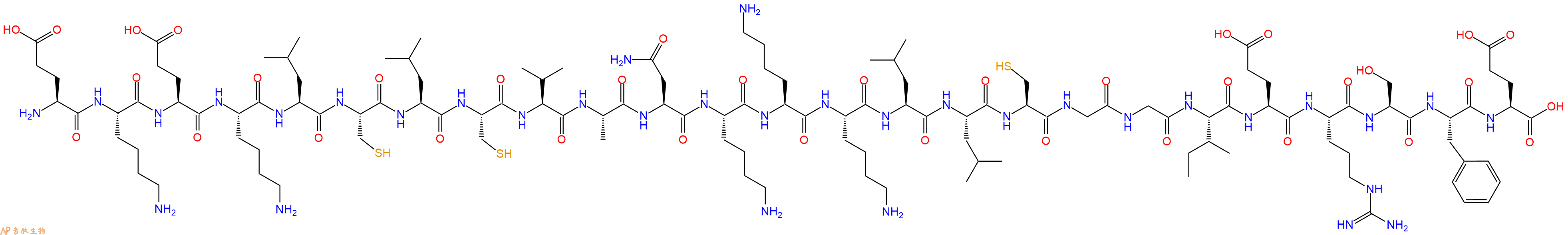 专肽生物产品H2N-Glu-Lys-Glu-Lys-Leu-Cys-Leu-Cys-Val-Ala-Asn-Lys-Lys-Lys-Leu-Leu-Cys-Gly-Gly-Ile-Glu-Arg-Ser-Phe-Glu-COOH