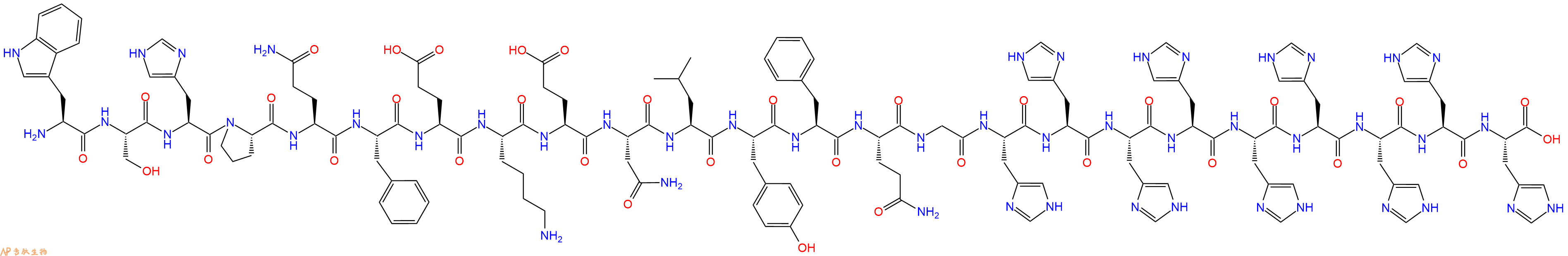 专肽生物产品H2N-Trp-Ser-His-Pro-Gln-Phe-Glu-Lys-Glu-Asn-Leu-Tyr-Phe-Gln-Gly-His-His-His-His-His-His-His-His-His-COOH