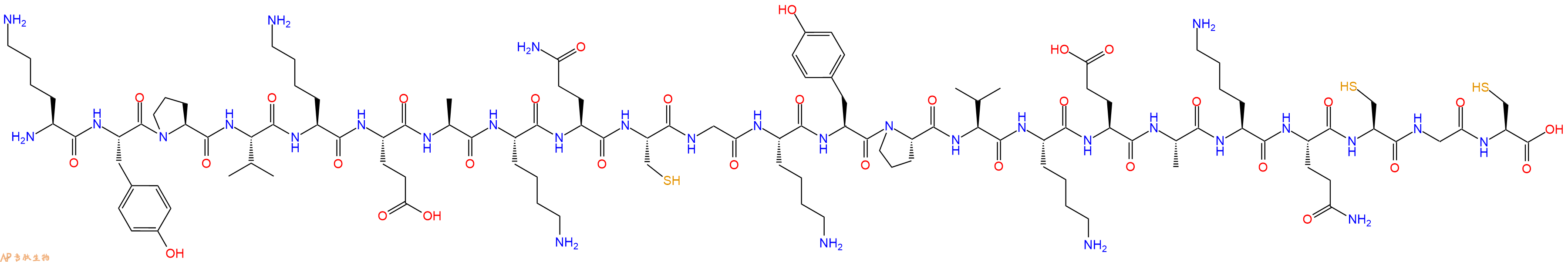 专肽生物产品H2N-Lys-Tyr-Pro-Val-Lys-Glu-Ala-Lys-Gln-Cys-Gly-Lys-Tyr-Pro-Val-Lys-Glu-Ala-Lys-Gln-Cys-Gly-Cys-COOH