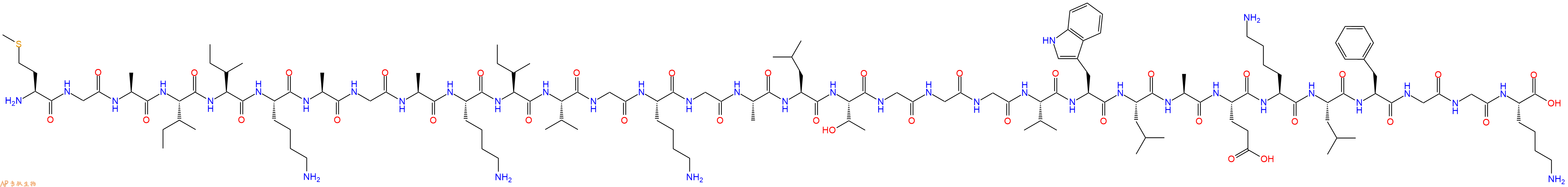 专肽生物产品H2N-Met-Gly-Ala-Ile-Ile-Lys-Ala-Gly-Ala-Lys-Ile-Val-Gly-Lys-Gly-Ala-Leu-Thr-Gly-Gly-Gly-Val-Trp-Leu-Ala-Glu-Lys-Leu-Phe-Gly-Gly-Lys-COOH