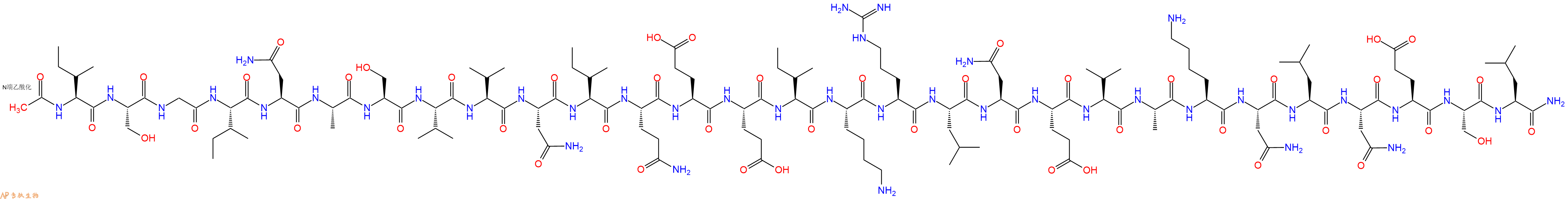 专肽生物产品Ac-Ile-Ser-Gly-Ile-Asn-Ala-Ser-Val-Val-Asn-Ile-Gln-Glu-Glu-Ile-Lys-Arg-Leu-Asn-Glu-Val-Ala-Lys-Asn-Leu-Asn-Glu-Ser-Leu-NH2