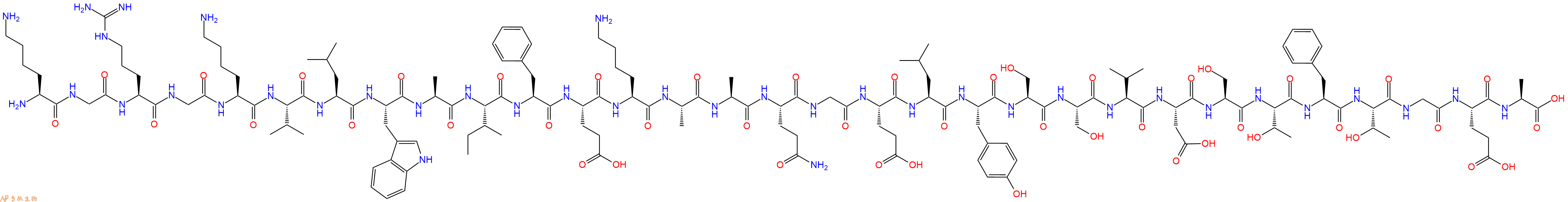 专肽生物产品H2N-Lys-Gly-Arg-Gly-Lys-Val-Leu-Trp-Ala-Ile-Phe-Glu-Lys-Ala-Ala-Gln-Gly-Glu-Leu-Tyr-Ser-Ser-Val-Asp-Ser-Thr-Phe-Thr-Gly-Glu-Ala-COOH