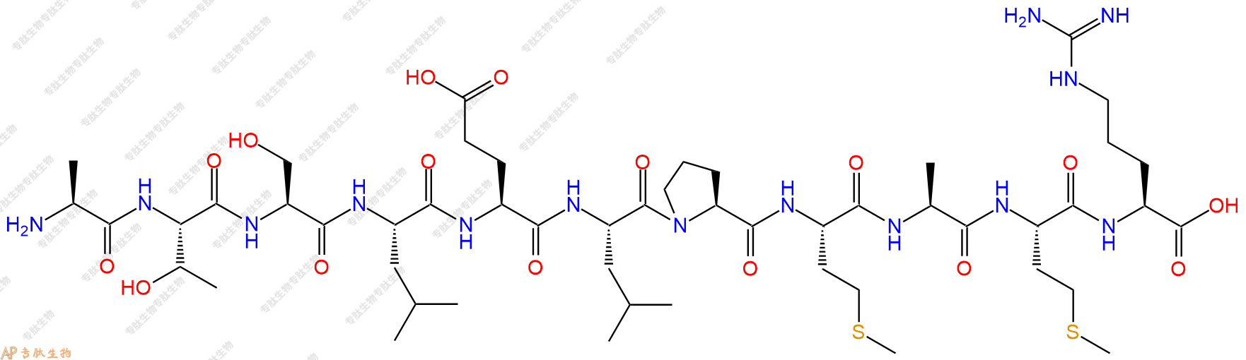 专肽生物产品H2N-Ala-Thr-Ser-Leu-Glu-Leu-Pro-Met-Ala-Met-Arg-COOH
