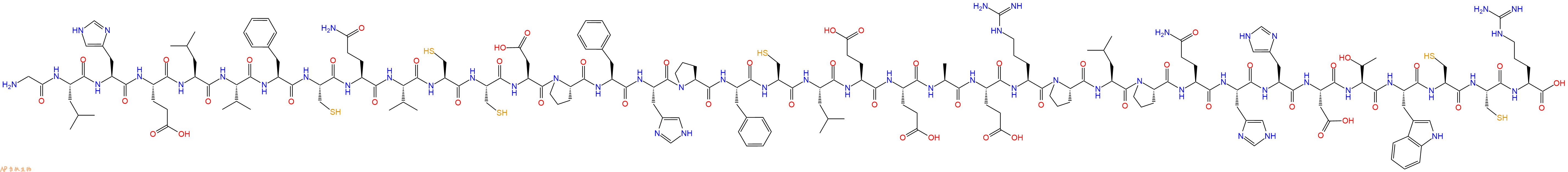 专肽生物产品H2N-Gly-Leu-His-Glu-Leu-Val-Phe-Cys-Gln-Val-Cys-Cys-Asp-Pro-Phe-His-Pro-Phe-Cys-Leu-Glu-Glu-Ala-Glu-Arg-Pro-Leu-Pro-Gln-His-His-Asp-Thr-Trp-Cys-Cys-Arg-COOH