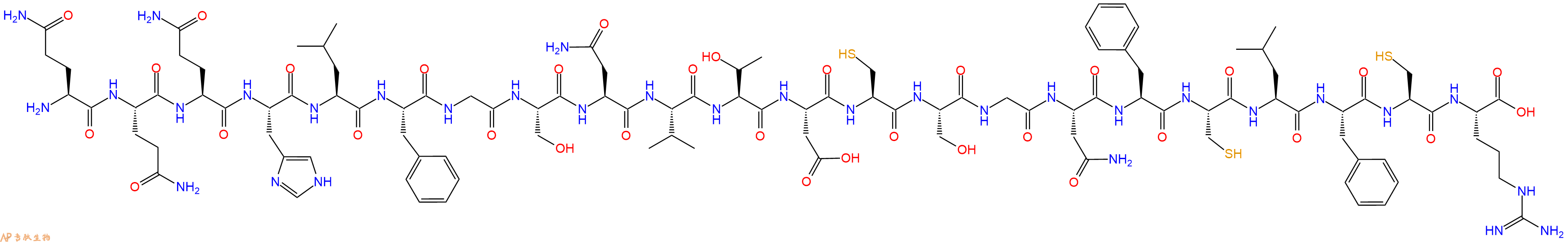 专肽生物产品H2N-Gln-Gln-Gln-His-Leu-Phe-Gly-Ser-Asn-Val-Thr-Asp-Cys-Ser-Gly-Asn-Phe-Cys-Leu-Phe-Cys-Arg-COOH