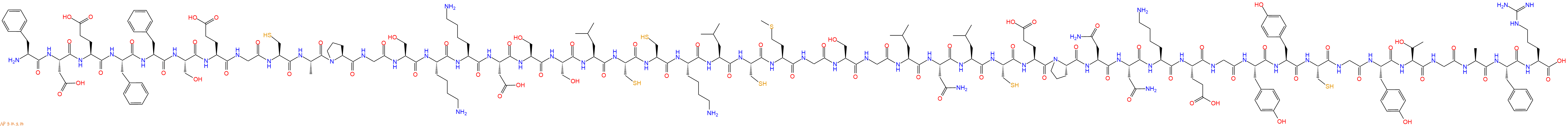 专肽生物产品H2N-Phe-Asp-Glu-Phe-Phe-Ser-Glu-Gly-Cys-Ala-Pro-Gly-Ser-Lys-Lys-Asp-Ser-Ser-Leu-Cys-Cys-Lys-Leu-Cys-Met-Gly-Ser-Gly-Leu-Asn-Leu-Cys-Glu-Pro-Asn-Asn-Lys-Glu-Gly-Tyr-Tyr-Cys-Gly-Tyr-Thr-Gly-Ala-Phe-Arg-COOH