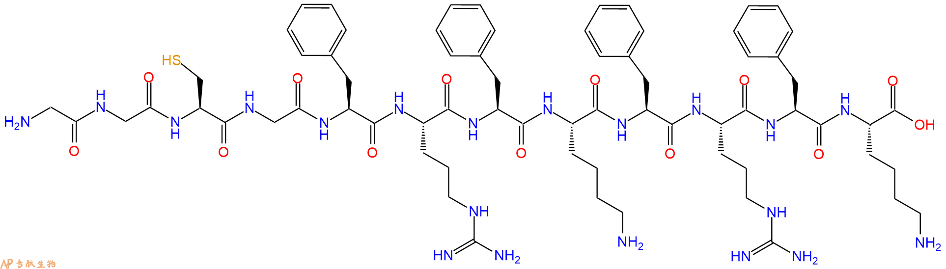 专肽生物产品H2N-Gly-Gly-Cys-Gly-Phe-Arg-Phe-Lys-Phe-Arg-Phe-Lys-COOH
