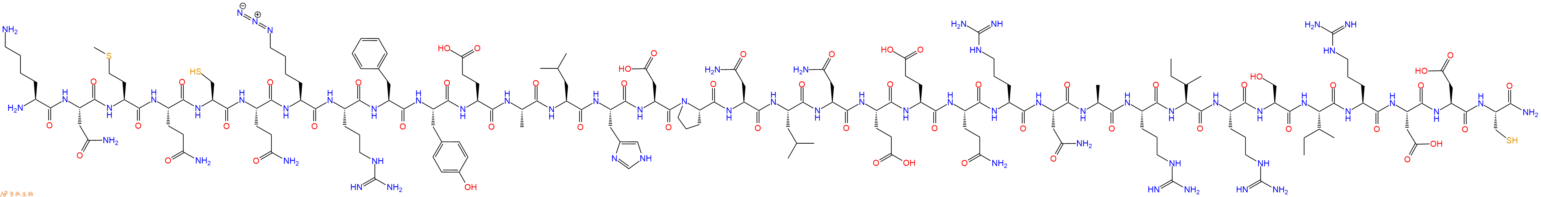 专肽生物产品H2N-Lys-Asn-Met-Gln-Cys-Gln-Lys(N3)-Arg-Phe-Tyr-Glu-Ala-Leu-His-Asp-Pro-Asn-Leu-Asn-Glu-Glu-Gln-Arg-Asn-Ala-Arg-Ile-Arg-Ser-Ile-Arg-Asp-Asp-Cys-NH2