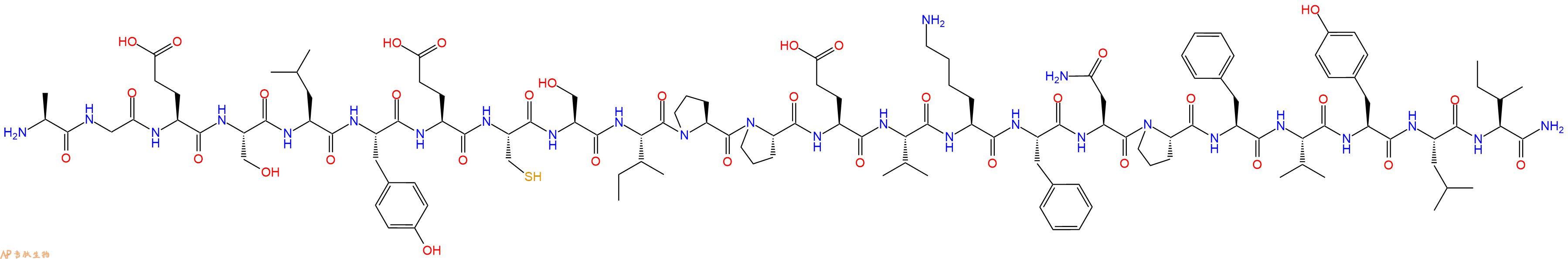 专肽生物产品H2N-Ala-Gly-Glu-Ser-Leu-Tyr-Glu-Cys-Ser-Ile-Pro-Pro-Glu-Val-Lys-Phe-Asn-Pro-Phe-Val-Tyr-Leu-Ile-NH2