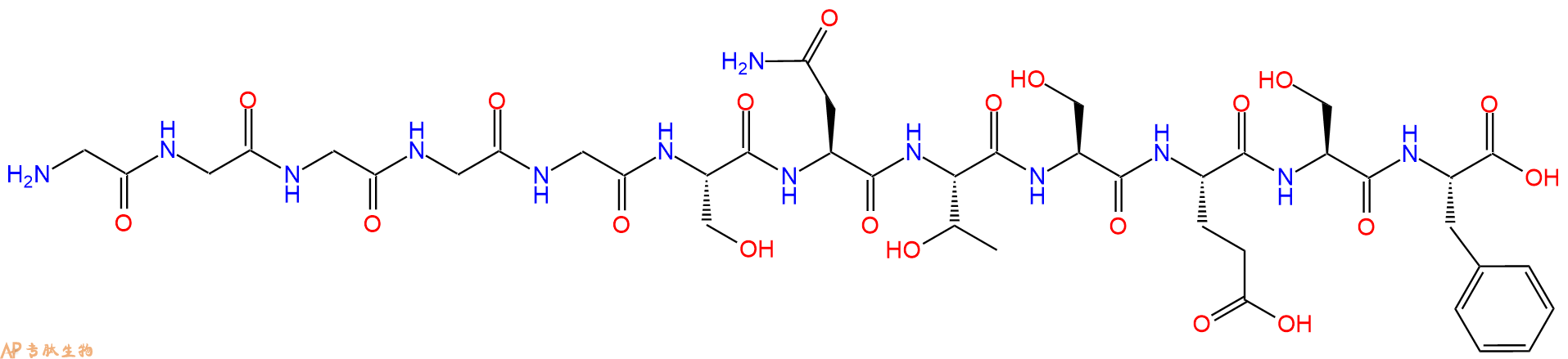 专肽生物产品H2N-Gly-Gly-Gly-Gly-Gly-Ser-Asn-Thr-Ser-Glu-Ser-Phe-COOH