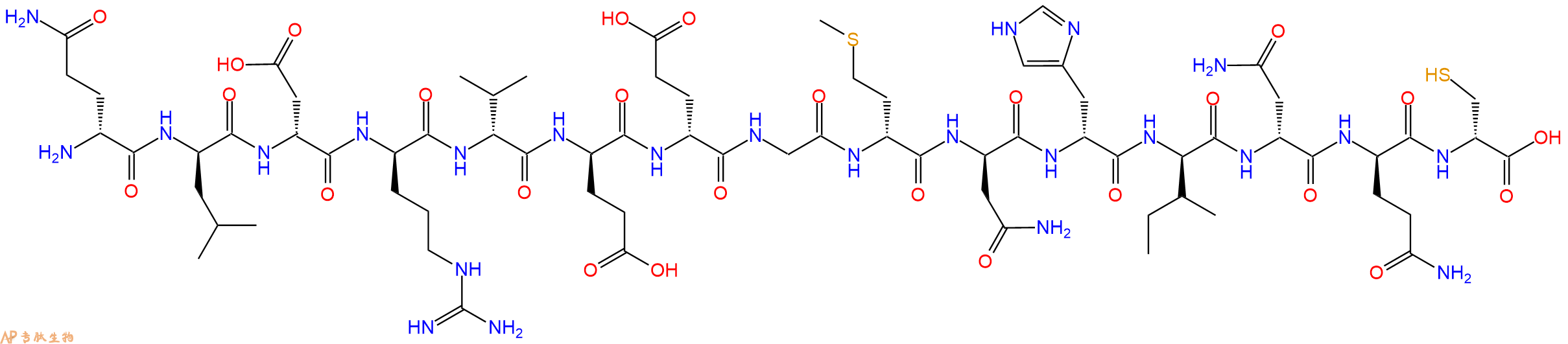 专肽生物产品H2N-DGln-DLeu-DAsp-DArg-DVal-DGlu-DGlu-Gly-DMet-DAsn-DHis-DIle-DAsn-DGln-DCys-COOH