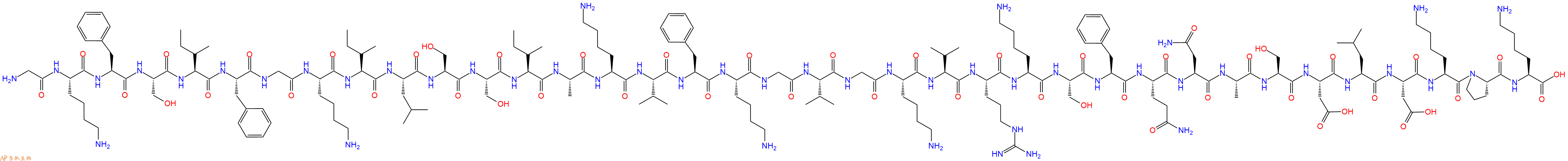 专肽生物产品H2N-Gly-Lys-Phe-Ser-Ile-Phe-Gly-Lys-Ile-Leu-Ser-Ser-Ile-Ala-Lys-Val-Phe-Lys-Gly-Val-Gly-Lys-Val-Arg-Lys-Ser-Phe-Gln-Asn-Ala-Ser-Asp-Leu-Asp-Lys-Pro-Lys-COOH