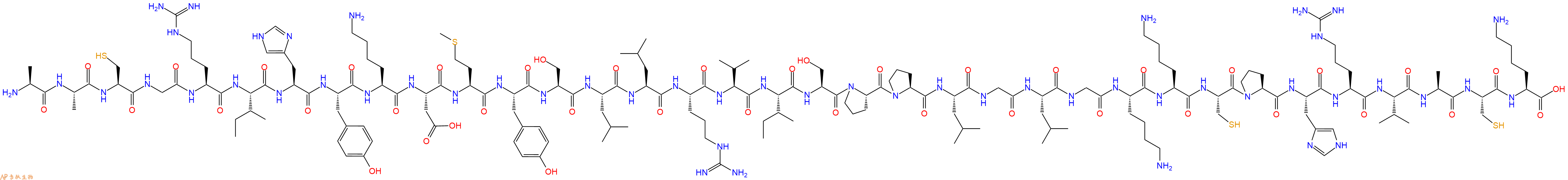 专肽生物产品H2N-Ala-Ala-Cys-Gly-Arg-Ile-His-Tyr-Lys-Asp-Met-Tyr-Ser-Leu-Leu-Arg-Val-Ile-Ser-Pro-Pro-Leu-Gly-Leu-Gly-Lys-Lys-Cys-Pro-His-Arg-Val-Ala-Cys-Lys-COOH