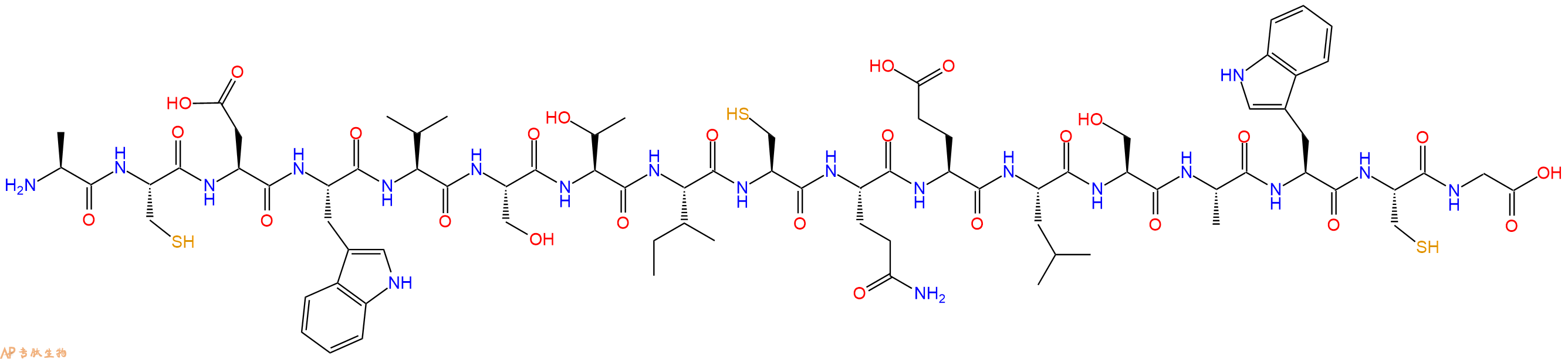 专肽生物产品H2N-Ala-Cys-Asp-Trp-Val-Ser-Thr-Ile-Cys-Gln-Glu-Leu-Ser-Ala-Trp-Cys-Gly-COOH