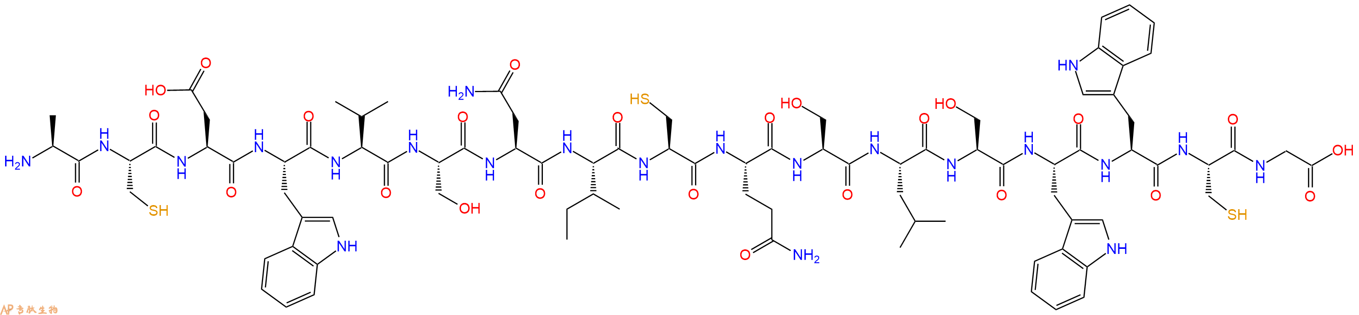 专肽生物产品H2N-Ala-Cys-Asp-Trp-Val-Ser-Asn-Ile-Cys-Gln-Ser-Leu-Ser-Trp-Trp-Cys-Gly-COOH